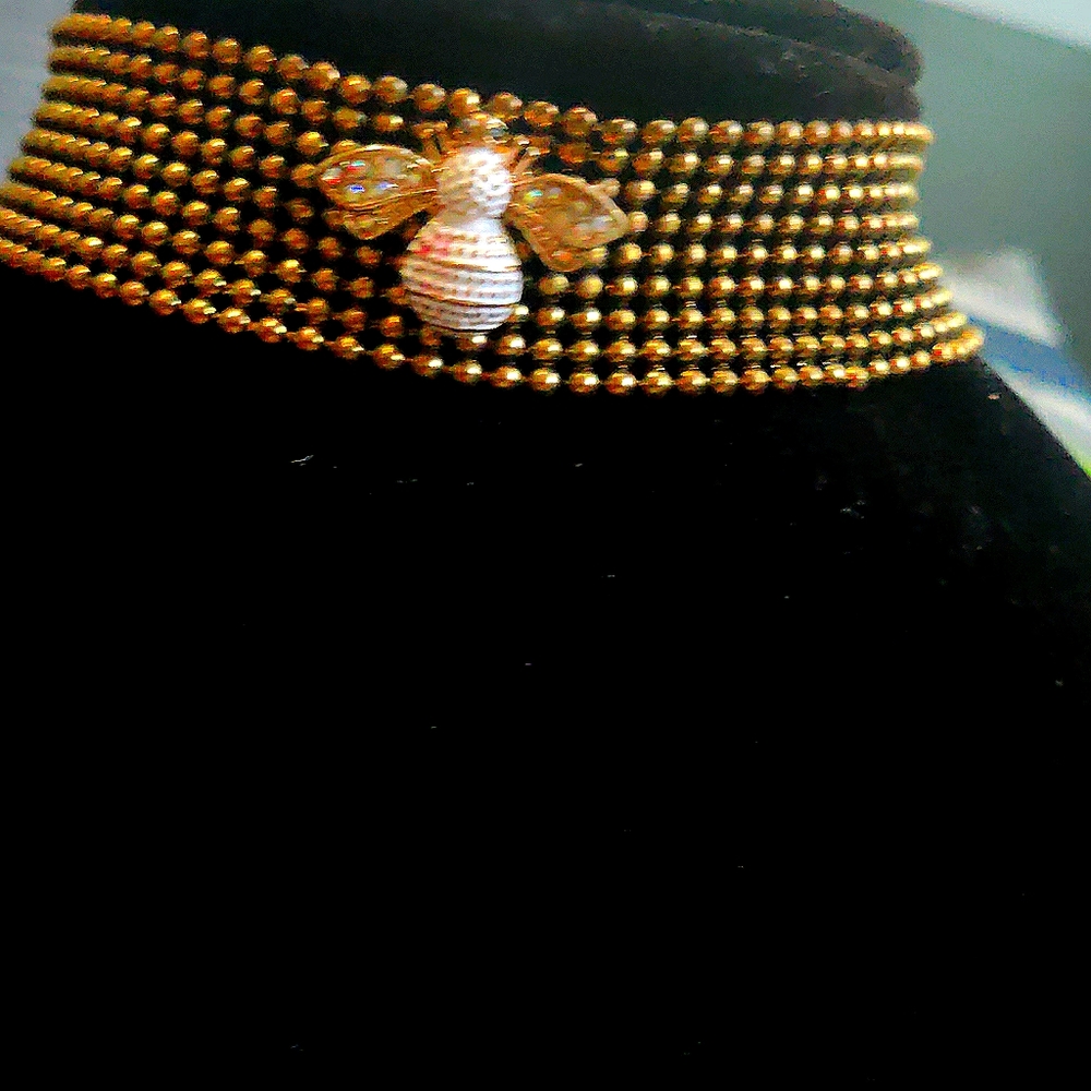 Gold Choker with Honey Bee